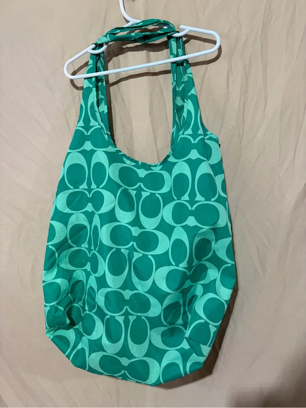 Coach Poppy Nylon Park Signature folding tote bag in green